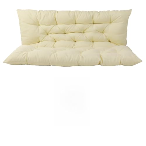 2/3 Seater Swing Replacement Cushion, Waterproof Porch Swing Cushions with Backrest, Thickened Bench Cushions for Outdoor Furniture, for Outdoor Patio Swing (Beige, 40 * 40 in)