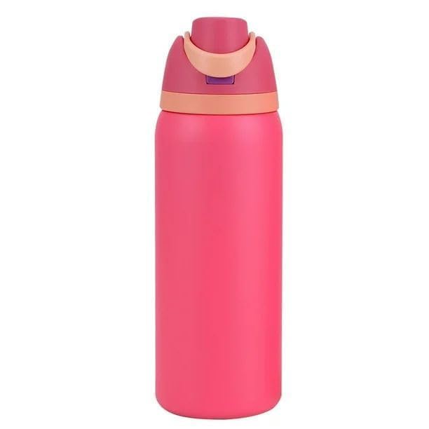 Image of FreeSip Gym Water Bottle with Straw & Chug Lid - Leak Proof Push Button Opening, BPA Free, Large Capacity Sports Bottle with Carry Handle (Pink, 960 ML)