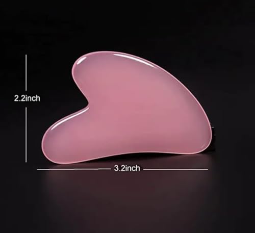 Image of Pink Gua Sha Stone - Rose Quartz Facial Massage Tool for Glowing Skin, Jade Roller Alternative, Beauty Skin Care Tool for Lymphatic Drainage & Anti-Aging