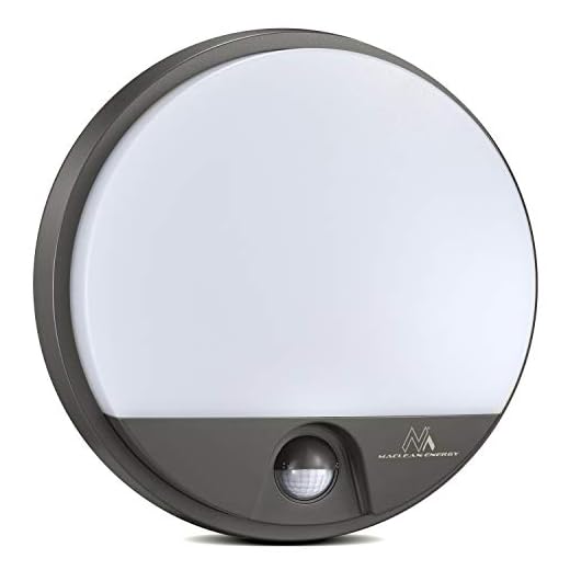 Maclean MCE291 GR Lampe LED avec capteur de mouvement infrarouge 1100lm 15W IP54 gris