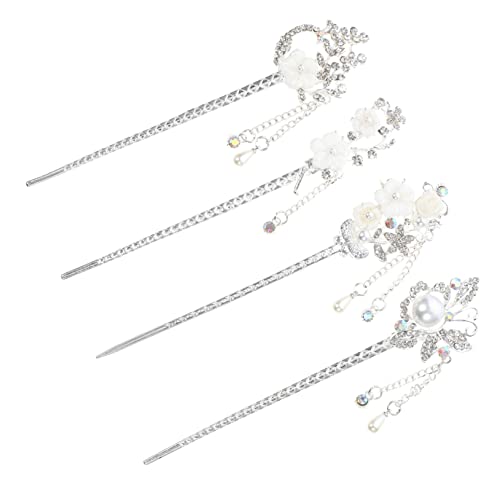 Ensemble d'épingles à cheveux antiques pour chignon fleur et pompon rétro