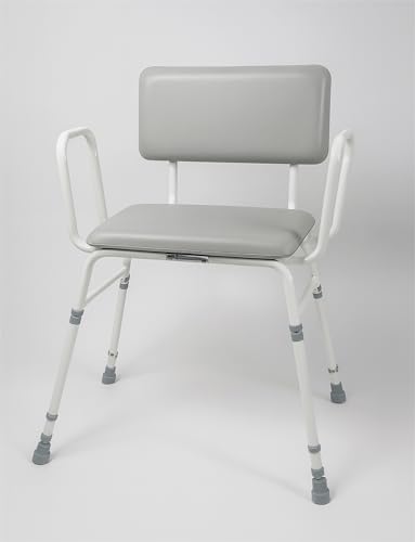 Aidapt 4in1 Bariatric Perching Stool. Padded Back Extra Wide Seat Height Adjustable 254kg Weight Limit Kitchen&Bathroom Stool for Elderly Pregnant Adult Tool Free Assembly
