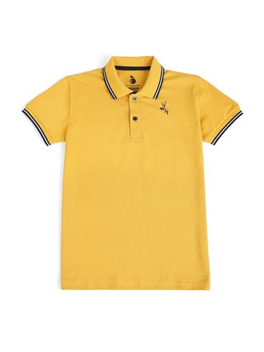 Image of Li'l Tomatoes Boys Pique Polo T-Shirt | Solid Collar Half Sleeve Casual Summer Wear | Soft & Breathable Cotton Blend | 3-15 Years