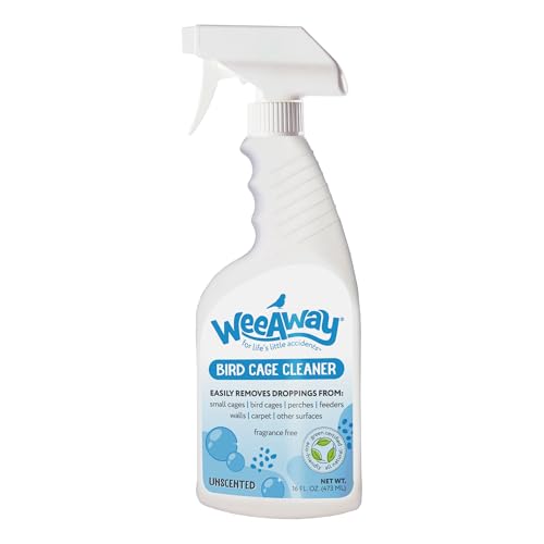 Wee Away Bird Cage Cleaner and Bird Poop Remover, Made in USA, Natural Pet Enzyme Cleaner for Car, Cage, Birdbath (16oz)