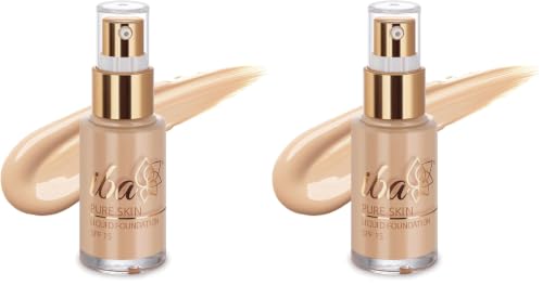 Image of Iba Pure Skin Liquid Foundation - Natural Beige, 30ml | Full Coverage | Long Lasting | Lightweight | Oil Free Dewy Finish | SPF 15 | Halal Certified & Vegan Makeup (Pack of 2)