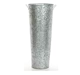 Hosley Galvanized French Bucket Vase with Handles 6" Dia x 15" H- Perfect for Weddings, Parties, Country Picnics, Floral Arrangements, Tableware Storage, or Candle Gardens - Rustic Farmhouse Décor