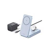 UGREEN MagFlow Qi2 25W Cargador Inalámbrico 3 en 1 para iPhone 17, Estación de Carga Magnética Plegable Compatible con MagSafe iPhone 17 Pro Max Air/16/15/14/13/12, AirPods 4, 3, Pro 2, iWatch SE