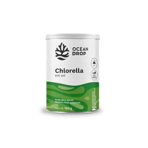 Ocean Drop Chlorella em Pó, Suplemento Natural Detox, 150g, Vegano, Sem Glúten