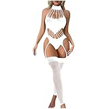 SYDUZAX Bodystocking Tenue Sexy Femme Coquine Hot Bodysuit Transparent Body Femme Résille Dos Nu Lingerie Femme Erotique sous vêtement Collant Fishnet Babydoll Noir Taille Unique Pas Cher