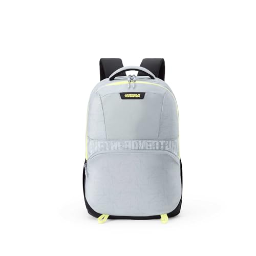 Image of American Tourister Opus | 36 Ltrs | 3 Compartments | Bottle Pocket | Ergonomic Padded Back Panel & Shoulder Straps | High School Backpack | 1 Year International Warranty | Light Grey