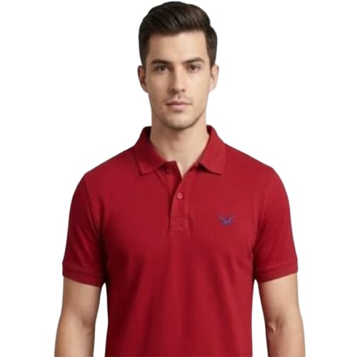 Minimalist Polo T Shirt with Classic Collar Short Sleeve Regular Fit Everyday Casual Wear. Red-picture-45