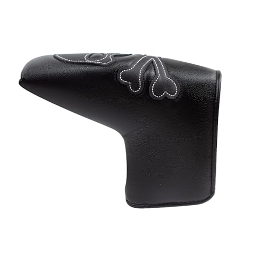 Scott Edward Skull Golf Woods Headcovers Covers for Driver Fairway 1 3 5 H Clubs Set Heads PU Leather Unisex Black Brown Black Skull Putter