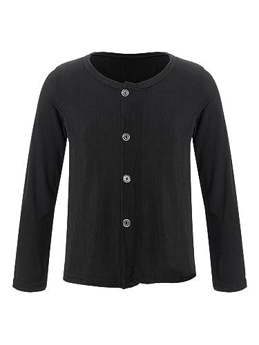 Kids Girls Crew Neck Button Down Cardigan Sweater School Uniform Lightweight Long Sleeve Knit Tops
