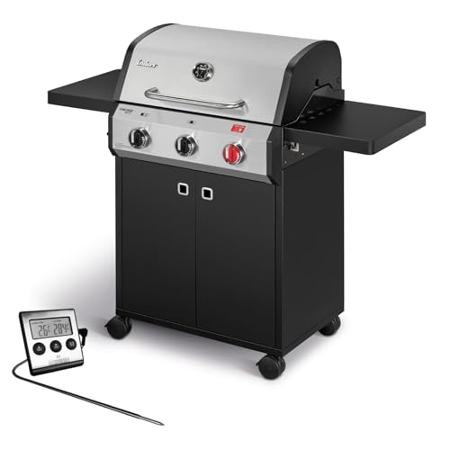 Enders Gasgrill CHICAGO Next 3 R Turbo + Thermometer 3-Edelstahlbrenner doppelwandige Garhaube 2 abklappbare Seitenablagen integriertes Thermometer 10 6 kW Switch Grid 800 Grad Turbo Zone