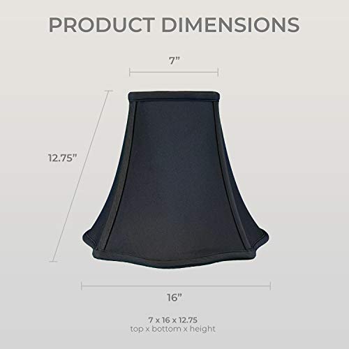 Image of Royal Designs, Inc. Regal Series Fancy Square Bell Lamp Shade, 7 x 16 x 12.75, Black, Pack of 2
