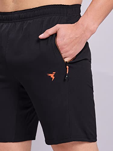 Image of TECHNOSPORT Men Solid Slim Fit Sports Shorts Techno LITE UPF50+ Polyester Mid Rise Drawstring Shorts Pant for Men Gym Workout Running Cricket Casual Quick Dry