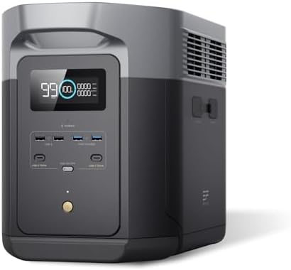 （08:00時点） EcoFlow ポータブル電源 DELTA 2 Max 2048Wh 大容量 エコフロー リン酸鉄リチウム使用 10年長寿命 2000W定格出力 (瞬間最大2400W) 100分高速フル充電 15出力ポート搭載 EPS無停電装置 キャンプ・車中泊・アウトドア・防災・停電対策に最適 純正弦波 AC出力 アプリ遠隔操作対応