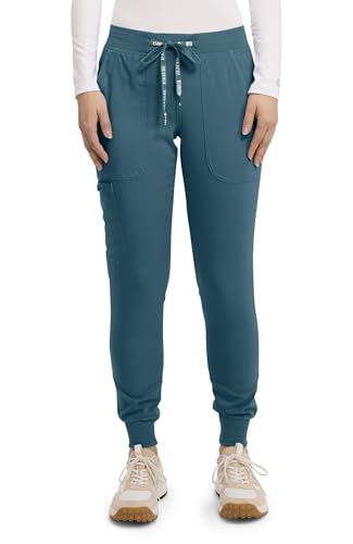 Med Couture Scrub Pants for Women Cargo Jogger Bottoms with 5 Pockets, Lightweight, Ultra Soft, 2-Way Stretch Fabric - MC7710, S, Caribbean