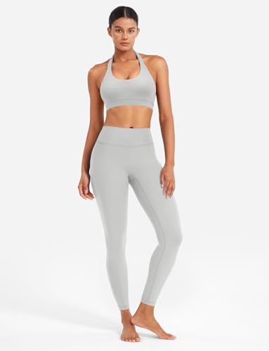 Image of YEOREO CoreFlex Women Halter Sports Bra Workout Seamless Padded Basic Bra Open Back Yoga Gym Crop Top