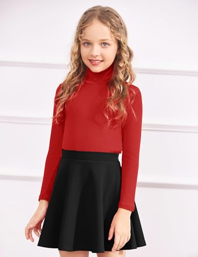 Image of Arshiner Girls Turtleneck Sweater Kids Casual Long Sleeve Knit Pullover Tops