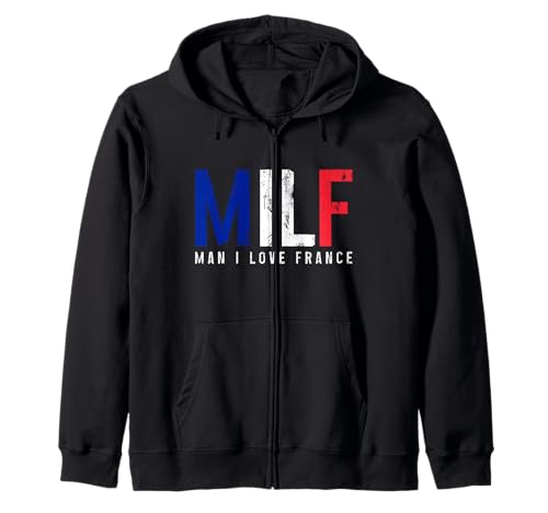 M.I.L.F. Man I Love France Pride Bandera francesa divertida Sudadera con Capucha