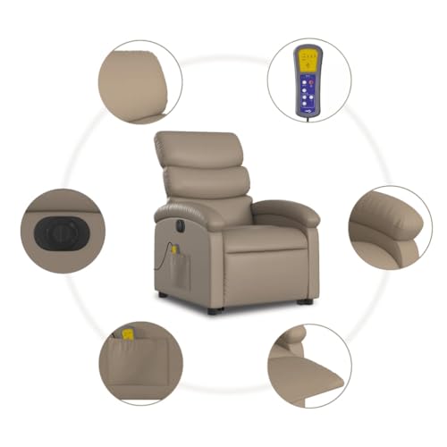 Homgoday Elektrischer Massagesessel Cappuccino Kunstleder, Sessel, Liegestuhl, Relaxsessel, Massagestuhl für den ganzen Körper, h – Bild 8