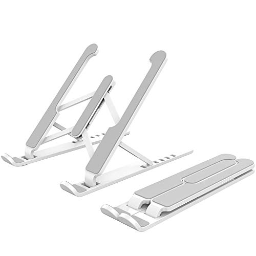 Mr. Eleven Foldable Laptop Stand, Lightweight Adjustable Notebook Holder Compatible for Apple MacBook Air/Pro iPad Microsoft Surface Razer Chromebook Samsung HP Dell Lenovo ASUS Acer MSI LG (White)