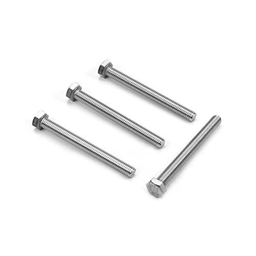 Image of MroMax 4Pcs M8 x 80mm Hex Head Screws Bolts, 304 Stainless Steel 18-8, Fully Threaded, External Hex Drive, for Mounting Chair, Handles, Rail, Pump, Wheels, Antenna Parts, Boat and Plastic Bumpers | 304 Stainless Steel 18-8, Fully Threaded, External Hex Drive, for Steel Structure Through-Fastening and Formwork Securing