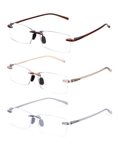 Image of TERAISE Rimless Reading Glasses Comfortable Lightweight Frameless Reader Men Women Blue Light Blocking Computer Eyeglasses