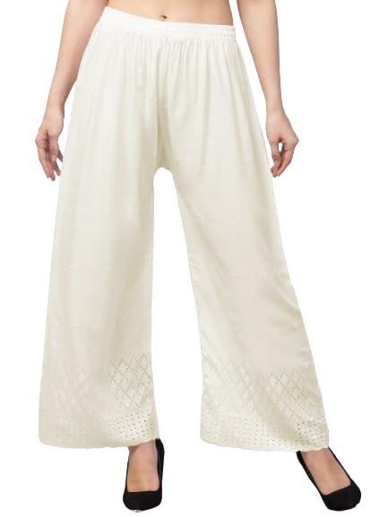 trend level Trend lavel Half Chicken Embroidered Flared Palazzo Relaxed Fit Regular Women Palazzo-picture-19