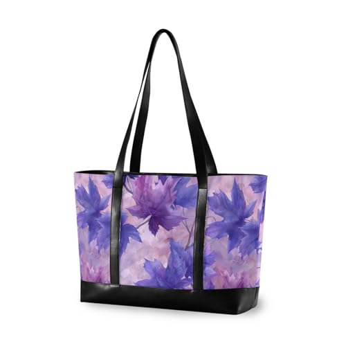 Watercolor Painting Maple Leaf Amethyst classy laptop purse for women with zipper for commuter with lunch maletín para laptop mujer