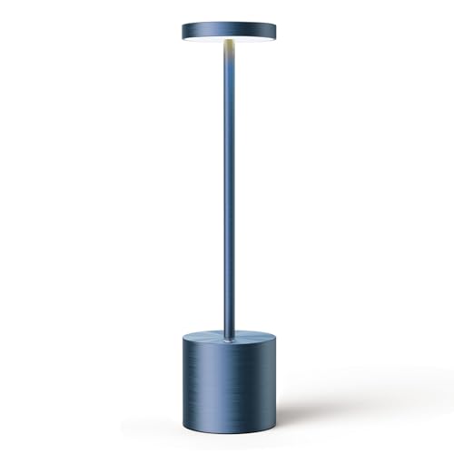 SAKRINGT Cordless Table Lamps Rechargeable,6000mAh Portable Battery Operated LED Table Light for Restaurant Outdoor Blue
