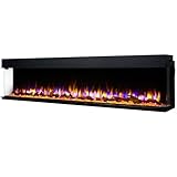 Endeavour Fires 78''/2030mm Rosedale 3D Media Wall Inset Electric Fireplace with Multi Flame Colours Log & Crystal Set, 7day Programmable Remote Control 1&2kW