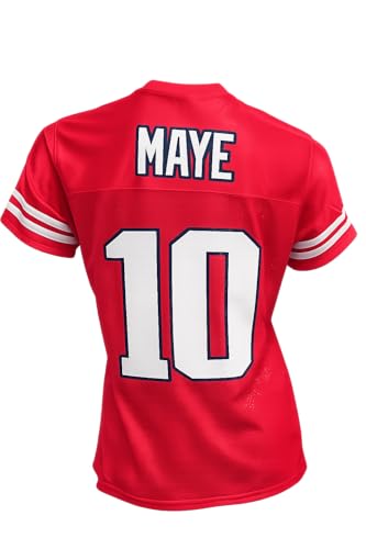 Custom Drake Maye Womens Glitter Flake Red Mesh Jersey (US, Alpha, Medium, Regular, Regular, Red)
