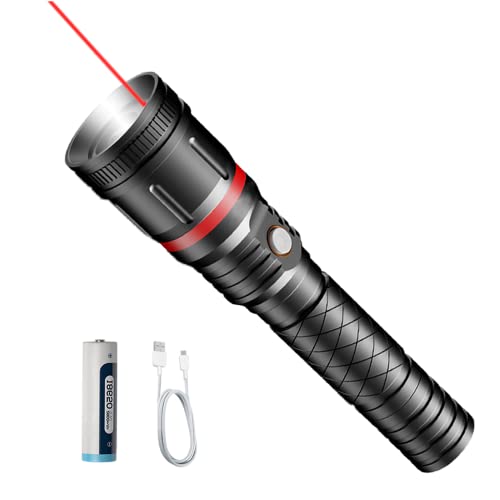 Tactical Flashlight LED Flashlight High Lumens Flashlight 1200 Lumens Laser Flashlight Combo with18650 Battery Rechargeable Flashlight