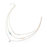AMUSLESUR Collar Multicapa de Mujer Colgante de Ojo de Piedra y Turquesa, Aleación Dorada, Diseño Moderno Adecuado para Joyas Casuales