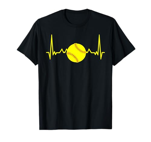 Softball Lover Funny Softball Heartbeat Camiseta