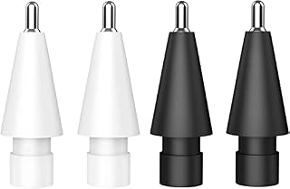 TiMOVO Replacement Tips for Apple Pencil 2nd 1st Generation iPad Pro Pencil, 0.75mm Upgraded No Wear Out Fine Point Well Precision Control iPencil Apple Pencil Nibs Needle Tips (4 Pack), White+Black