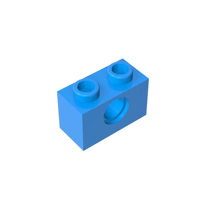 Gobricks 3700 Technology Brick Technic Brick 1x2 [1 Hole] 50 Pieces GDS-623 Compatible with Lego Building Blocks Color:Dark Azure