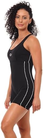 Maiô Macaquinho Hidroginástica E Natação Helanca Feminino Preto/B...