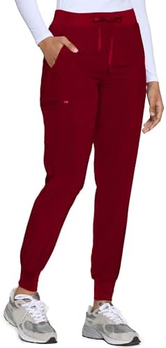 COZYFIT Womens Scrub Pants - Soft Stretch Yoga Style, Burgundy, X-Small