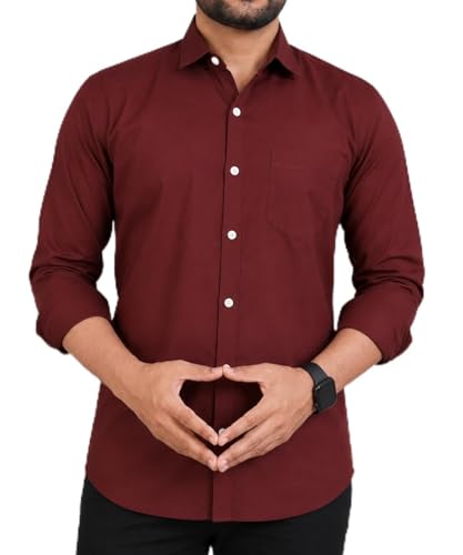 Image of CB-COLEBROOK Men's Casual, Regular Fit, Solid Colour, Lightweight, Button Down, Casual Wear, Shirt with Pocket. Suitable for Office & Casual Use