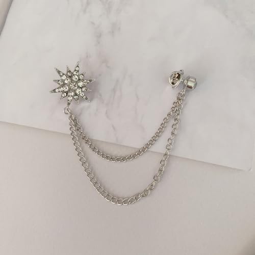 Image of women's chain brooch tassel chain rhinestone zircon brooch is suitable for women's metal chain clothing accessories, jewelry, gifts, and various holiday accessories