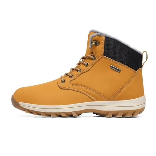 Jakcuz Men Snow Boots Suede Leather Insulated Warm Fur Lined Outdoor Hiking Shoes Winter Boot2