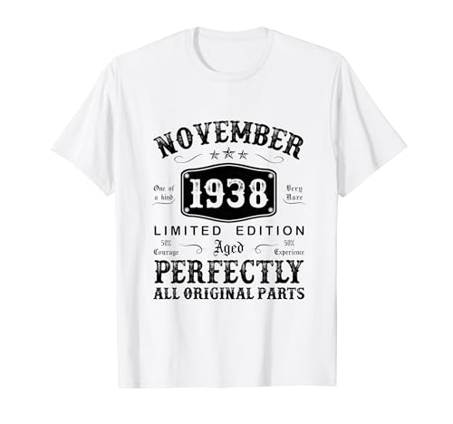 Regalo 86 Años Cumpleaños Hombre Original Noviembre 1938 Camiseta