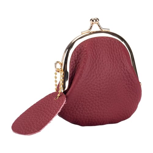 Monedero de piel mini para mujer estilo retro cartera roja duradera con boquilla