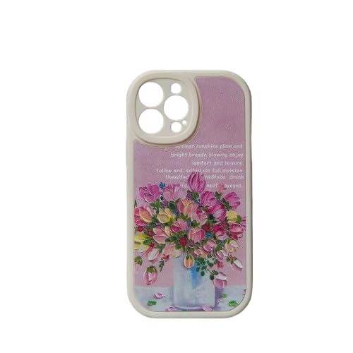 Image of PEEPERLY Back Cover Case for iPhone 15 Pro Scratch Resistant Anti-Slip TPU Shockproof Protective Durable Flower Painting Case for Girls & Women(Baby Pink)