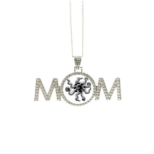 Collier pieuvre noire en illustration marine pour maman