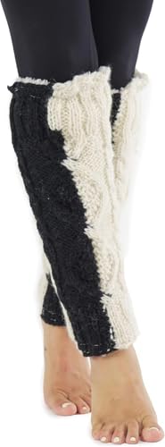 Image of Tibetan Socks Hand Knit Wool Fleece Lined Leg Warmers Boot Toppers