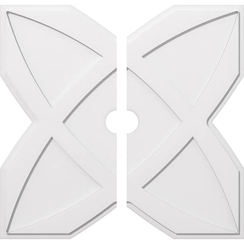 Ekena Millwork CMP40TS2-04000 Titus Architectural Grade PVC Contemporary, Two Piece Urethane Ceiling Medallions 40"OD x 4"ID x 14"C x 1"P